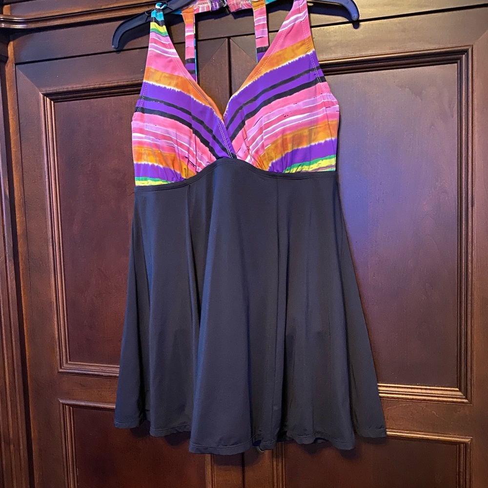 Black blue and pink Swimsuit size 12